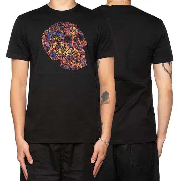 Alexander McQueen アレキサンダー・マックイーン メンズ スカル ロゴ プリンティング Tシャツ 649873 QQZ53 090