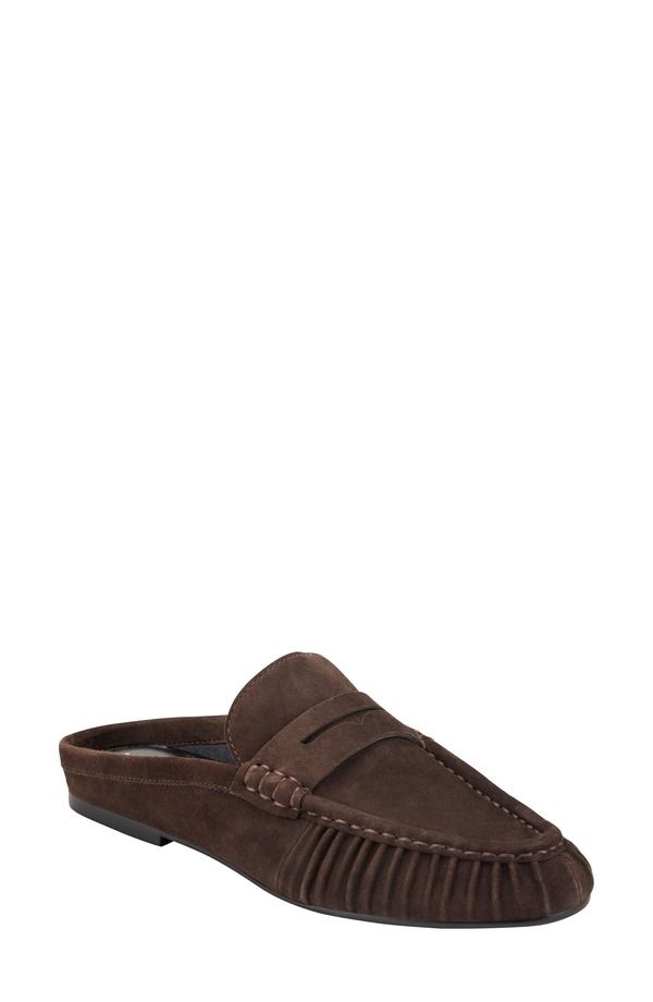 マーク・フィッシャー レディース シューズ スリッポン・ローファー Marc Fisher LTD Jaynie Almond Toe Loafer Mule Dark Brown ブラウン