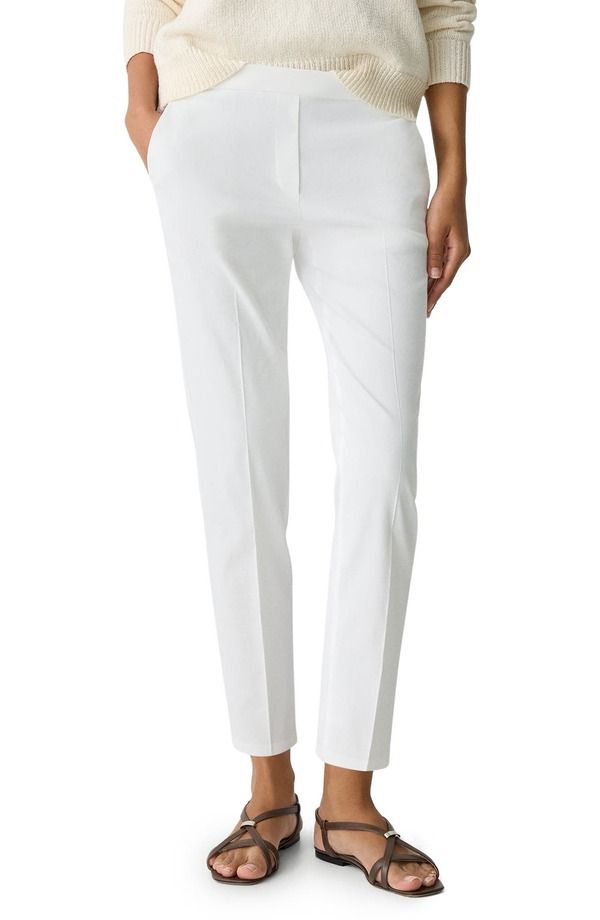 セオリー レディース ボトムス レギンス パンツ リネン Theory Treeca Linen Blend PullOn Cropants White ホワイト