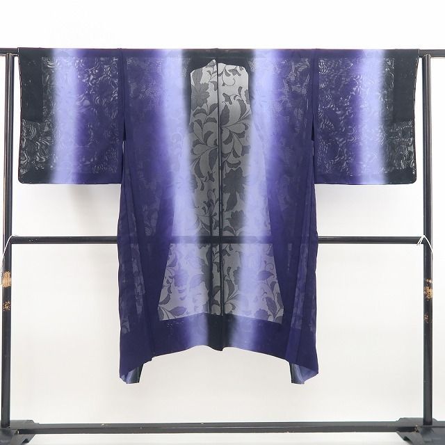 【新品・夏羽織】紋紗 縦暈し 夏着物 正絹 仕付け糸付 ロング丈 tomihisa“艶めいてミステリアス！おとな色に風薫る忘れ難き情景”8805