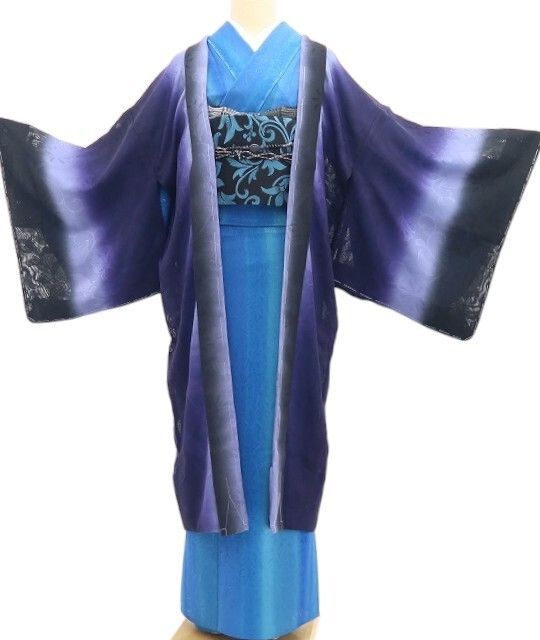 【新品・夏羽織】紋紗 縦暈し 夏着物 正絹 仕付け糸付 ロング丈 tomihisa“艶めいてミステリアス！おとな色に風薫る忘れ難き情景”8805
