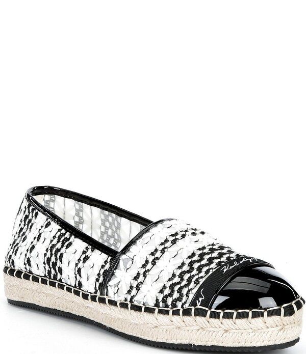 カール ラガーフェルド レディース シューズ スリッポン・ローファー KARLAGERFELD PARIS Milicent Woven Espadrille Flat Loafers BlackWh