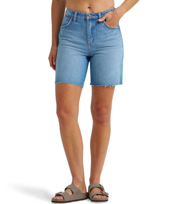 ラングラー レディース ボトムス ハーフパンツ・ショーツ ショートパンツ デニム Wrangler 7 Cowboy High Rise Raw Hem Denim Shorts Riyah デニム
