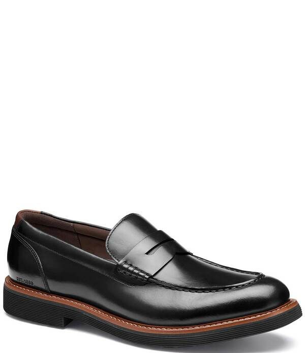ジョンストンアンドマーフィー メンズ シューズ スリッポン・ローファー レザー Johnston Murphy Mens Tyson Leather Dress Penny Loafers Black