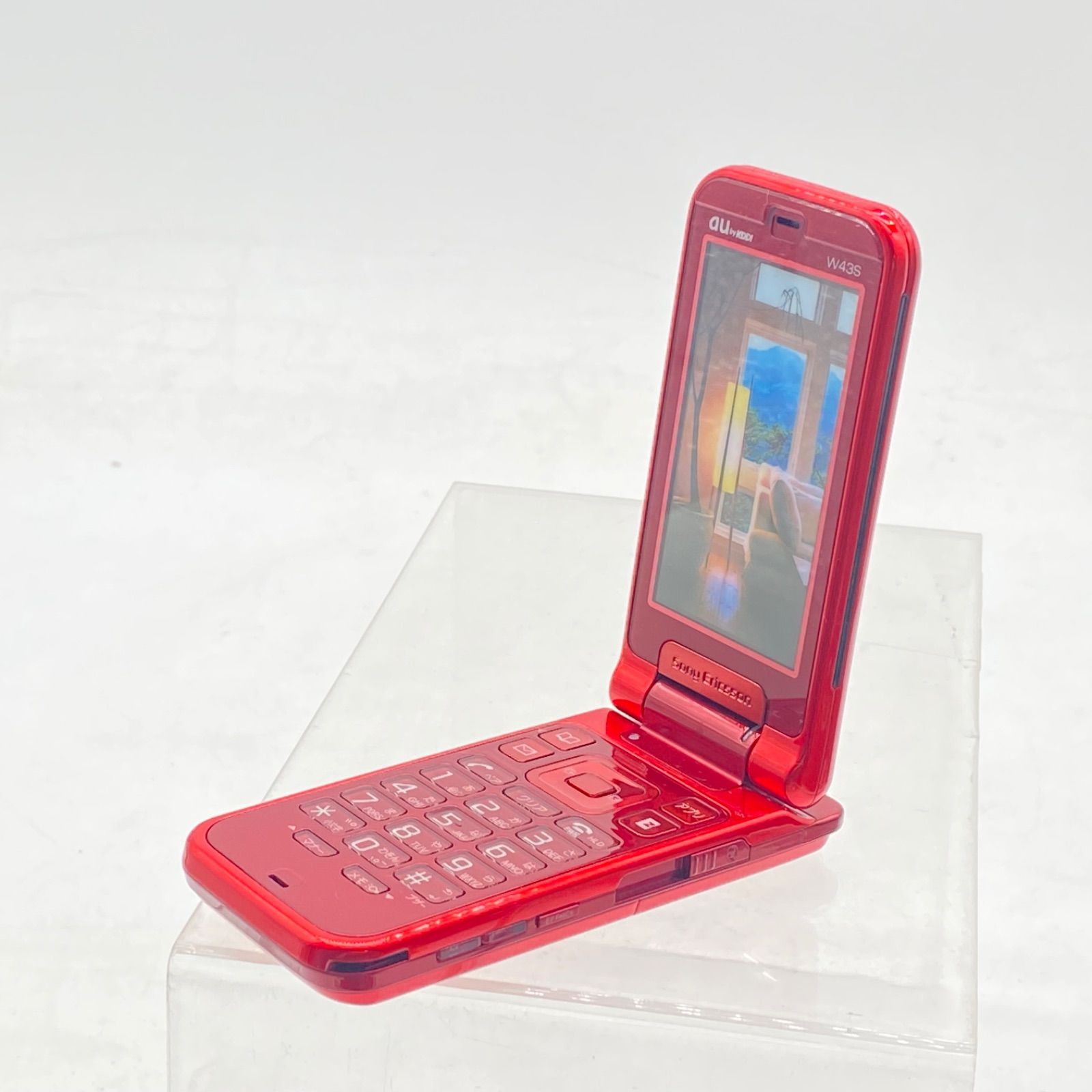 au SONY W43S ambition red mobile phone mockup model