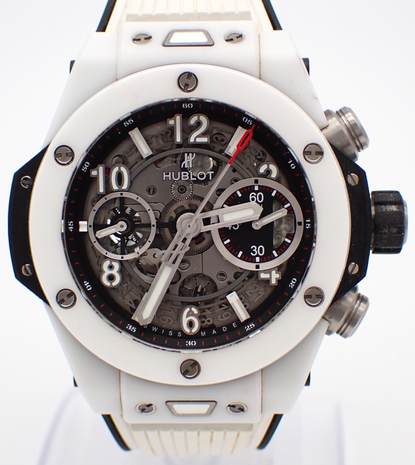 定価304万 HUBLOT(ウブロ) ビッグバン ウニコ 441.HX.1170.RX ホワイトセラミック/ラバー AT スケルトン文字盤 箱 保証書付属 メンズ 腕時計