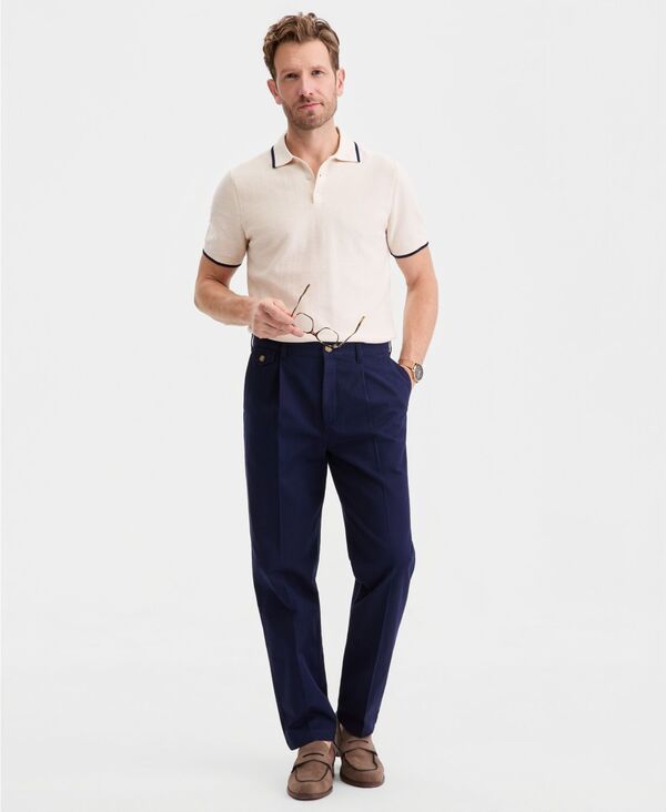 クラブルーム メンズ ボトムス カジュアルパンツ プリーツ Club Roomens Pleated Herringbone Twill Pants Macys Exclusive Navy Blue