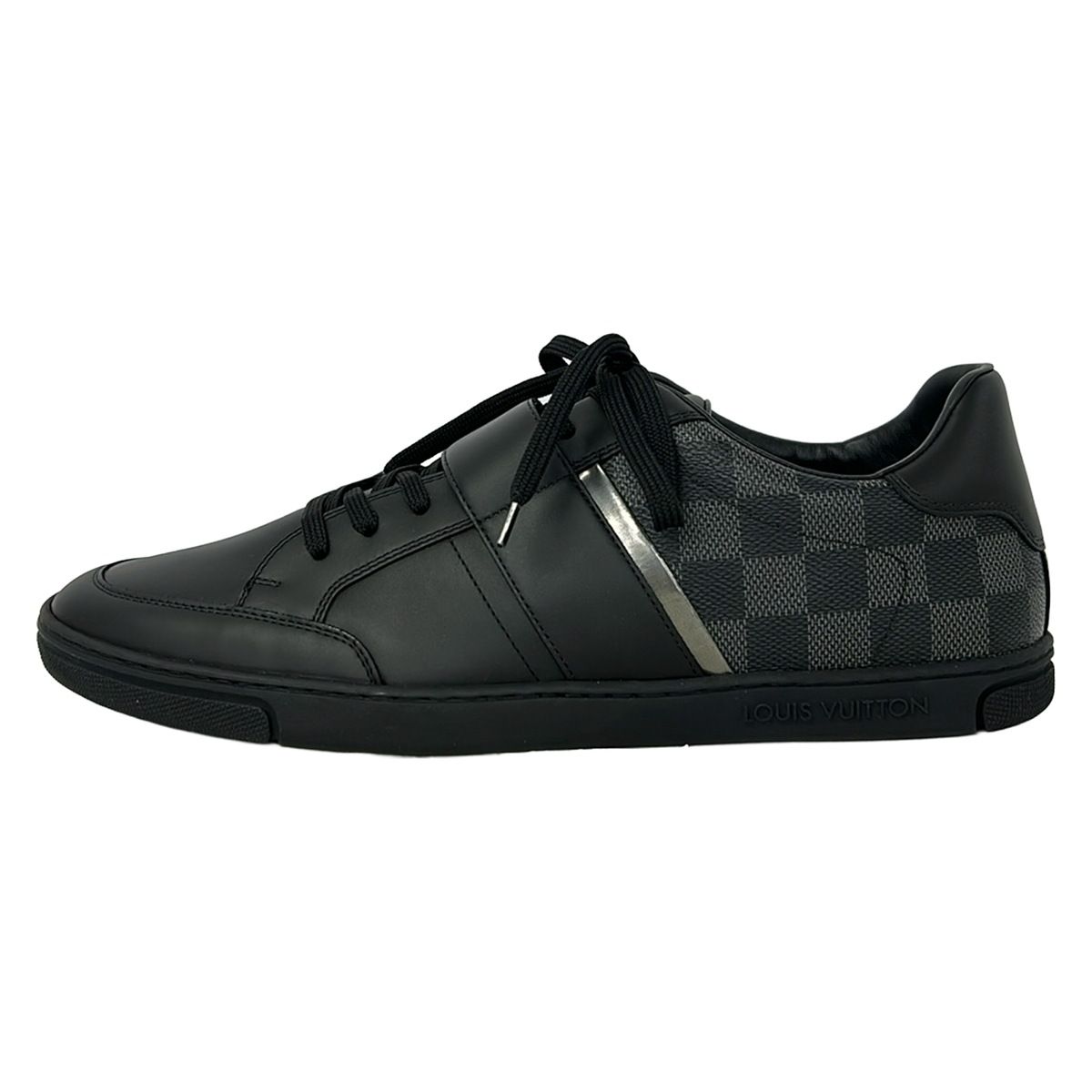 LOUIS VUITTON(ルイヴィトン) スニーカー 9 メンズ - 黒×ダークグレー×シルバー ダミエグラフィット/インソール取外し可 レザー