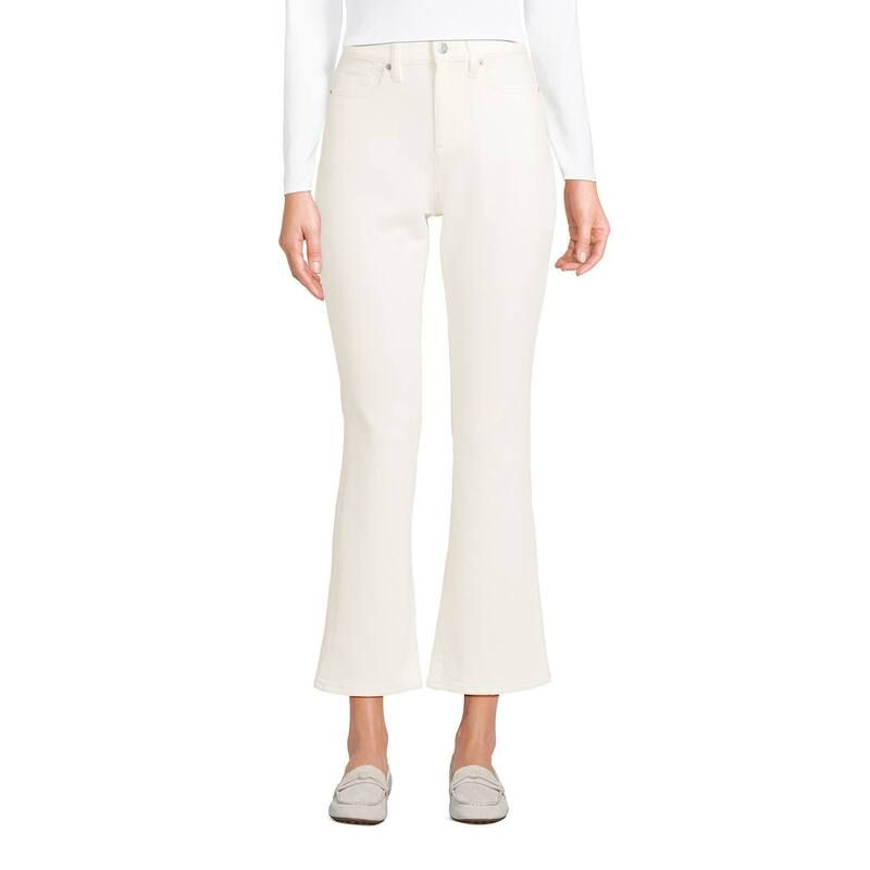 ランズエンド レディース ボトムス カジュアルパンツ コーデュロイ Womens Lands End Corduroy High Waisted Kick Cropants Ivory アイボリー