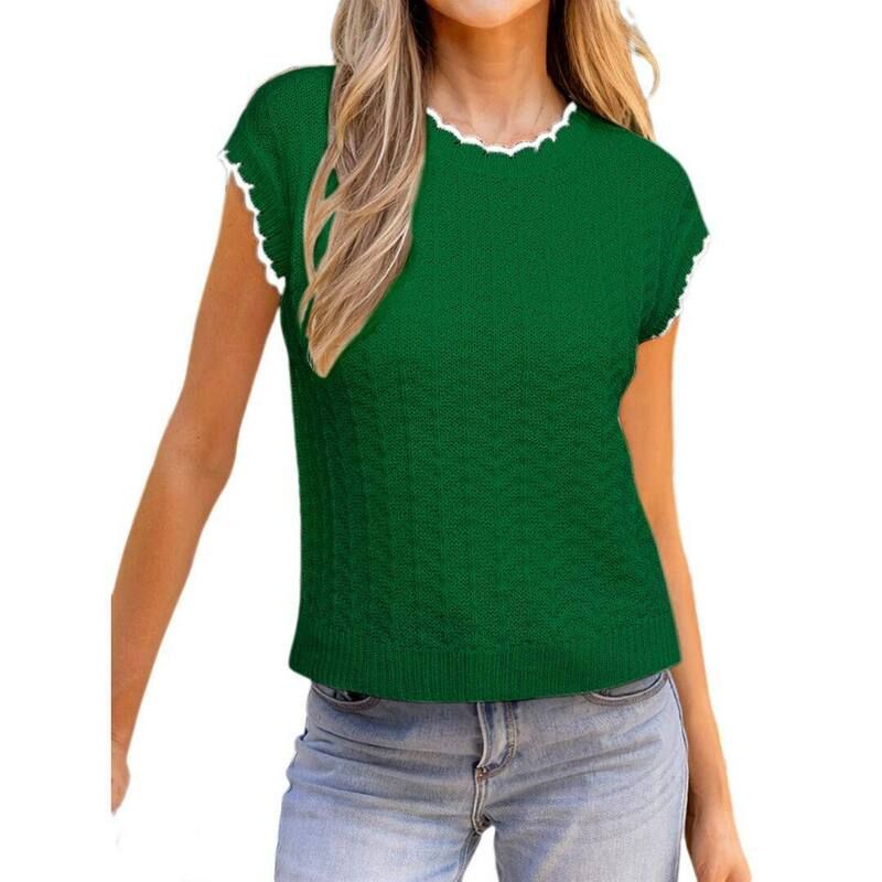 イエスファッション レディース アウター ニット・セーター クルーネック ベスト キャップ Yesfashion Womens Cap Sleeve Sweater Vest Crewneck Sho