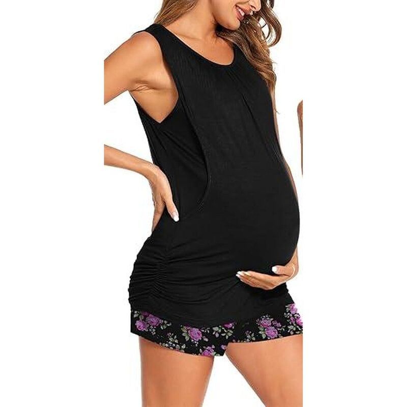 エコアー レディース アンダーウェア ナイトウェア ノースリーブ マタニティ Ekouaer Women Maternity Nursing Pajama Set Breastfeeding Doub