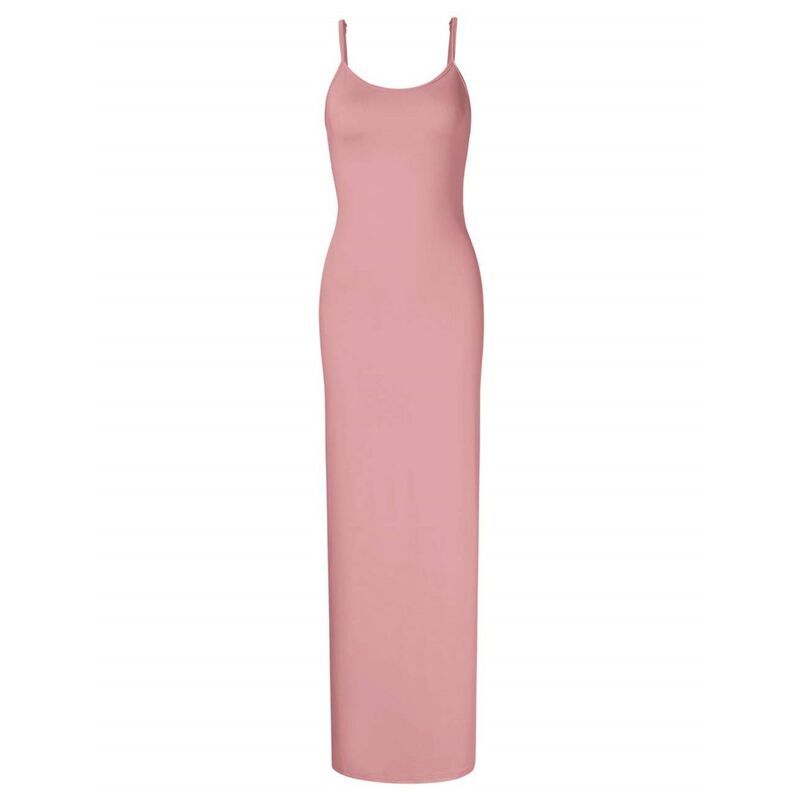 セオリア レディース トップス ワンピース マキシ Seoria Women Spaghetti Strap Long Bodycon Dressummer Pink Yellow Maxi Slip