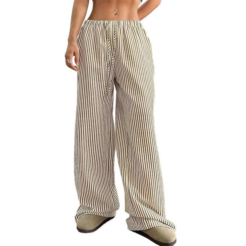 エリートスピリット レディース ボトムス カジュアルパンツ ワイドレッグ ギンガムチェック ギンガム EliteSpirit Striped Gingham Pants Women Spring Su