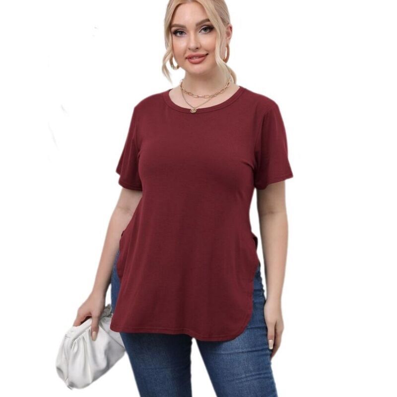 イエスファッション レディース トップス Tシャツ クルーネック プラスサイズ Yesfashion Womens Plusize Casual Crew Neck Short Sleeve T Sh