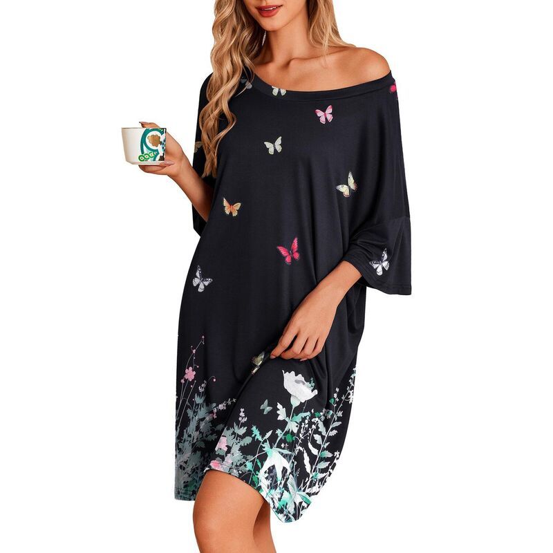 エコアー レディース アンダーウェア ナイトウェア シャツワンピース Tシャツ Ekouaer Nightgowns for Women Oversized Sleep Shirt Short Sle