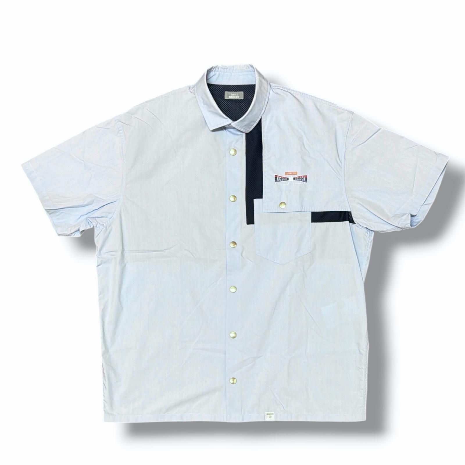 kolor BEACON 20SS Logo embroidered color-block shirt ロゴ刺繍 切替シャツ カラービーコン 20SBM-B06146 サックスブルー 1 （8789M）