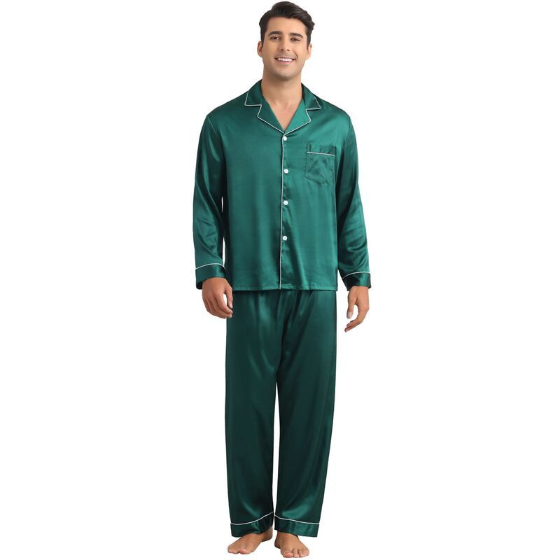インスパイア シック レディース アンダーウェア ナイトウェア ボタンダウン シャツ サテン ダウン INSPIRE CHIC Satin Pajamaset for Mens 2 Pieces Ho