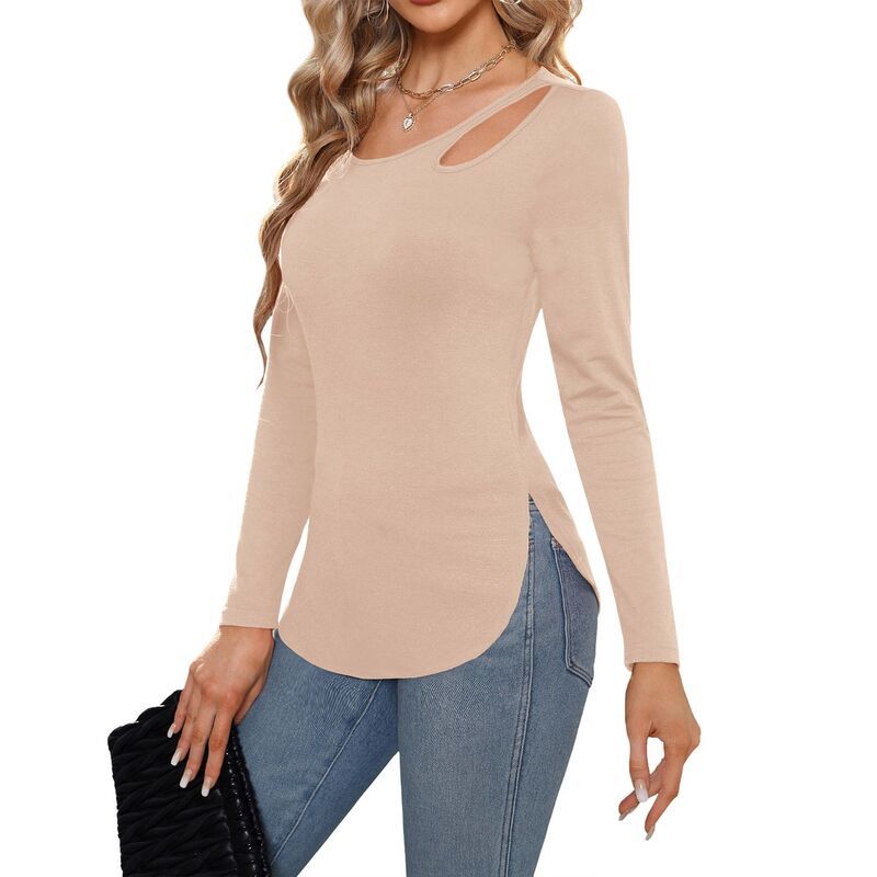 クリアフラワー レディース トップス シャツ スリムフィット ブラウス ニット ClearFlower Womens Long Sleeve Knitop Slim Fit Keyhole Neck