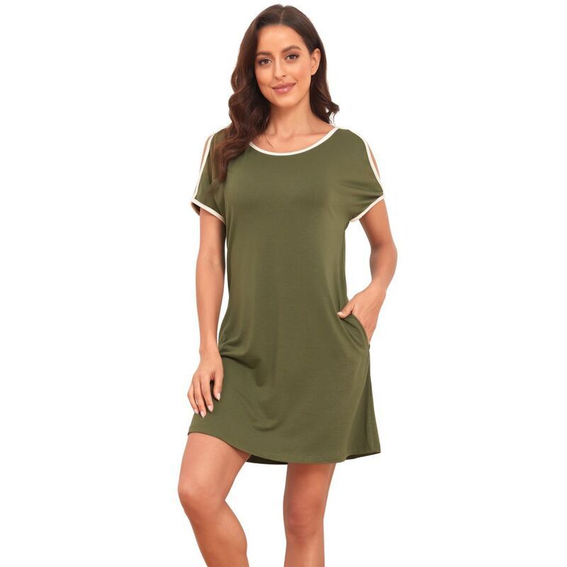 イエスファッション レディース アンダーウェア ナイトウェア シャツ Yesfashion Womenshort Sleeve Pajama Dressoft Sleep Shirt Nightgow