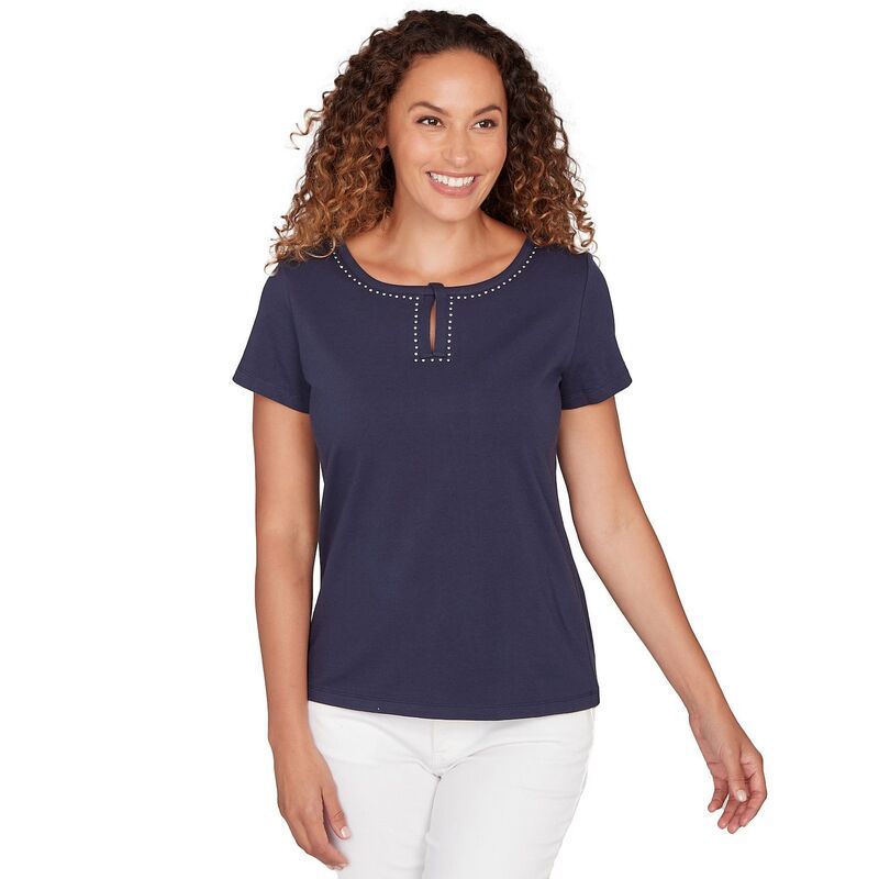 ハーツオブパーム レディース トップス Tシャツ Hearts of Palm Womensmooth Sailing Solid Short Sleeve Top With Kissing Keyh