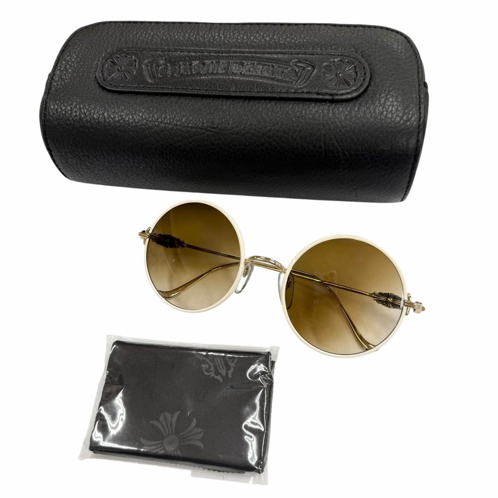 Chrome Hearts Ovaryeasy 925 Floral Temple Round Gradient Lens Sunglasses White Chrome Hearts Ovary Easy Round Sunglasses - Black Sunglasses  main image 3