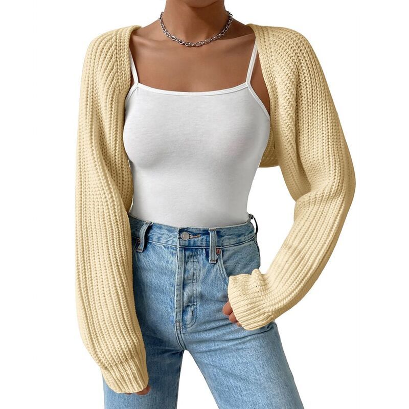 クリアフラワー レディース アウター ニット・セーター カーディガン コート クロップド ClearFlower Womens Cropped Knit Cardigan Long Sleeve Op