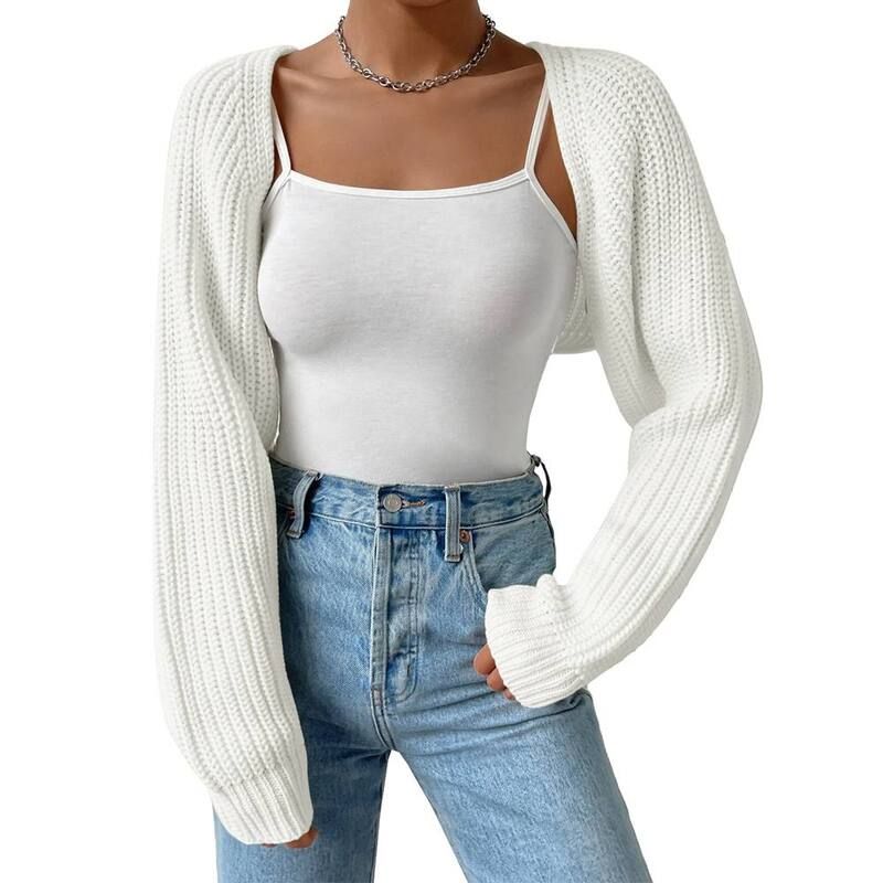 クリアフラワー レディース アウター ニット・セーター カーディガン コート クロップド ClearFlower Womens Cropped Knit Cardigan Long Sleeve Op