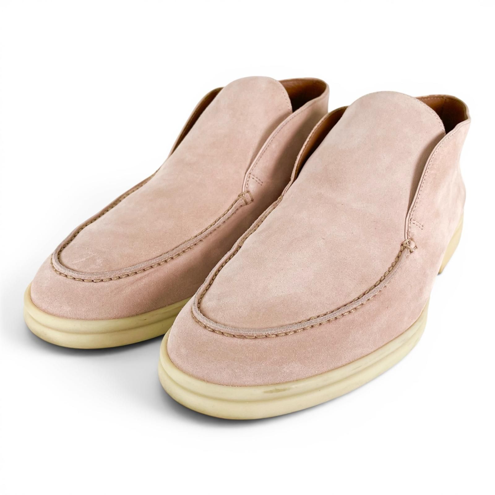 美品▲Loro Piana ロロピアーナ 52771L OPEN WALK オープン ウォーク スウェードレザー アンクルブーツ ピンク 40.5 イタリア製 メンズ
