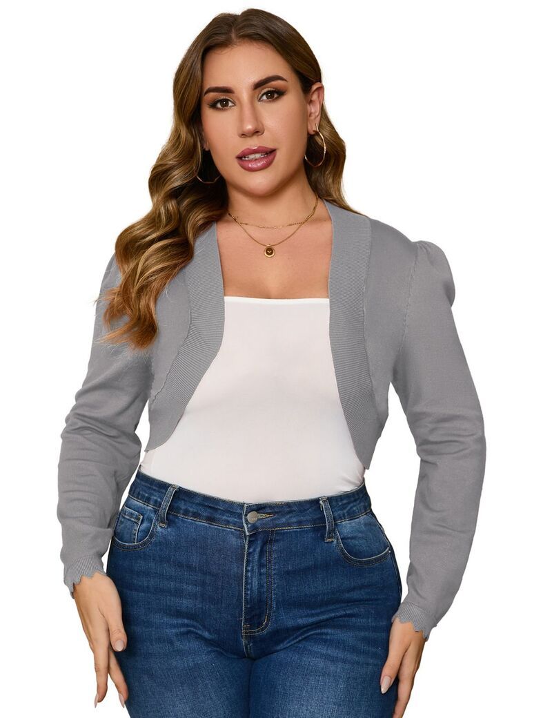 マキシスマーチ レディース アウター ニット・セーター プラスサイズ フリル カーディガン Maxxis Merch Womens Plusize Bolero Shrug Curved Hem Ca