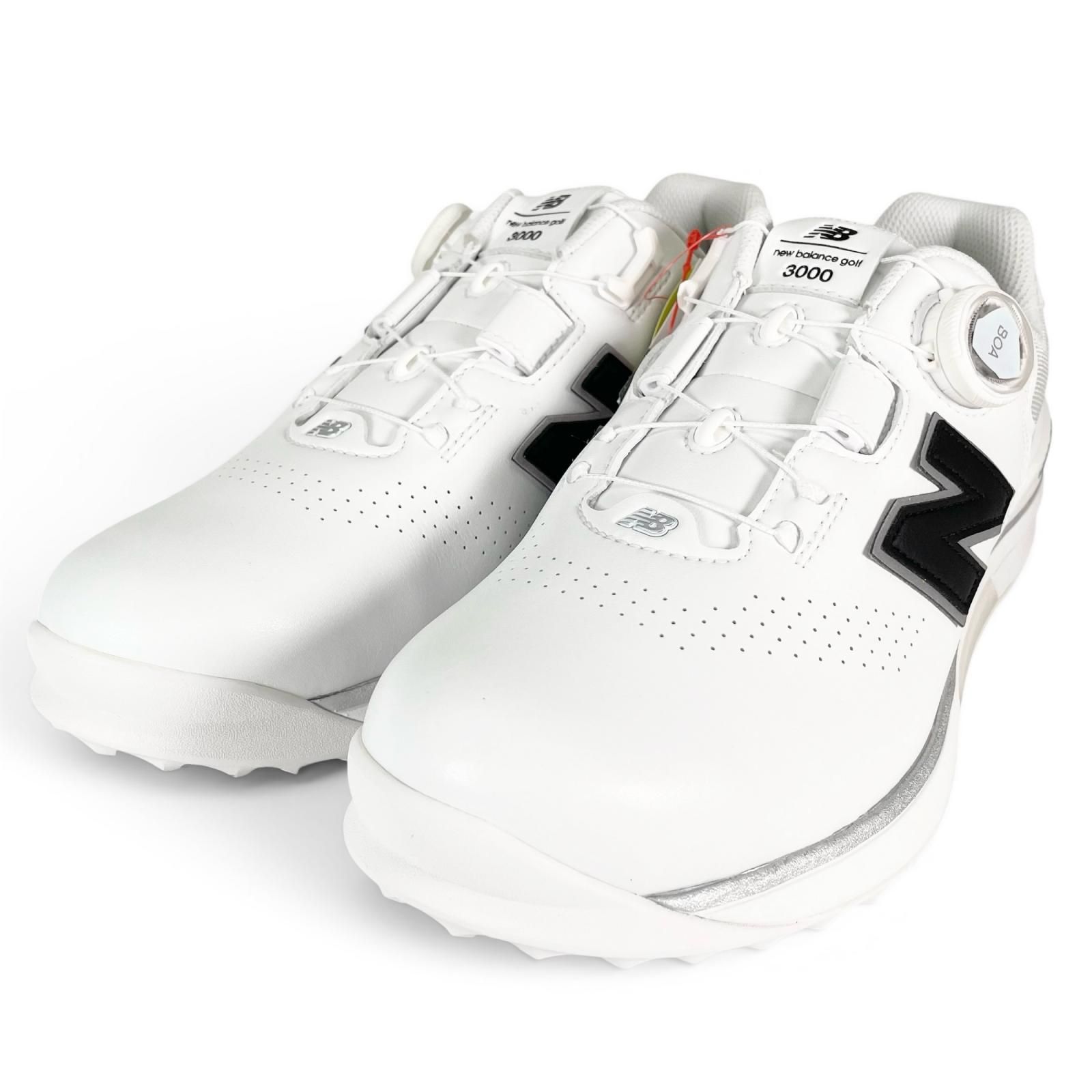 未使用品▲NEW BALANCE ニューバランス UGB3000F FuelCell 3000 レザー ゴルフシューズ スニーカー ホワイト ブラック 26cm メンズ 箱付き