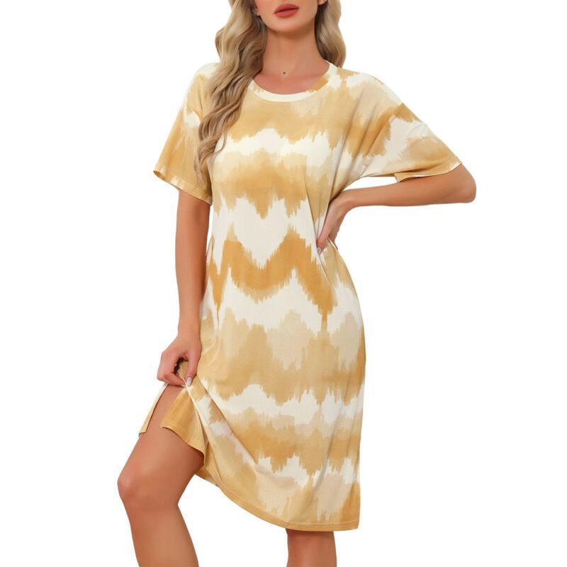 インスパイア シック レディース アンダーウェア ナイトウェア シャツワンピース シャツ INSPIRE CHIC Womenstriped Nightshirt Round Neck Pajama