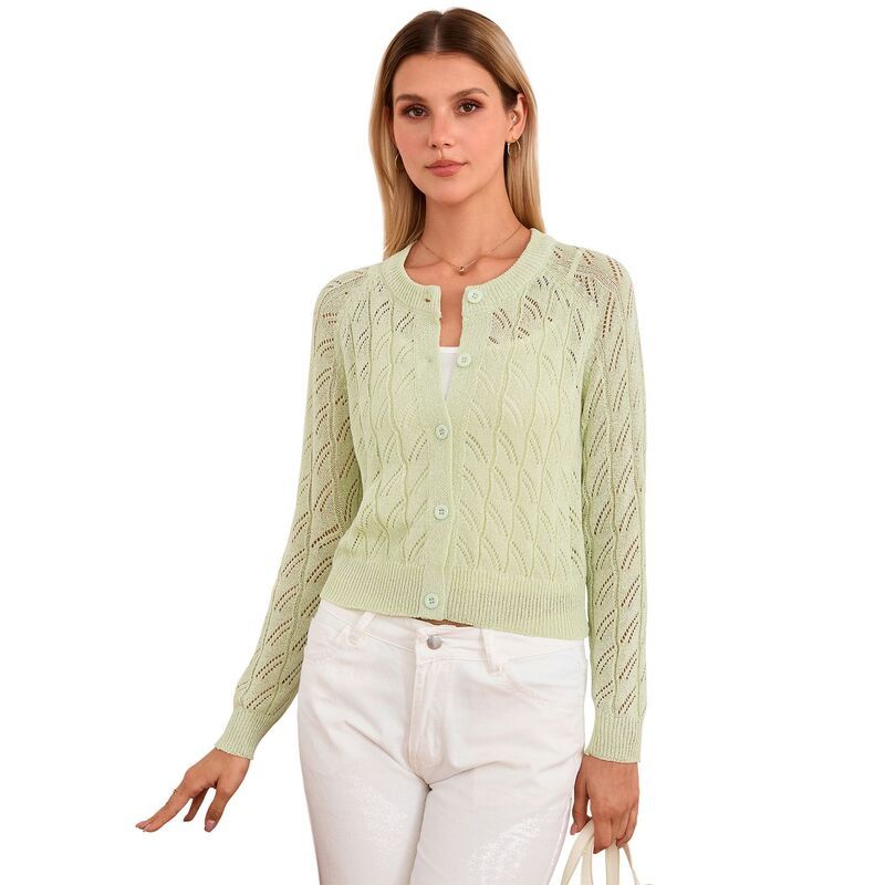 コジョイン レディース アウター ニット・セーター シアー カーディガン Kojooin Women Lightweight Sheer Long Sleeve Button Solid Cardig