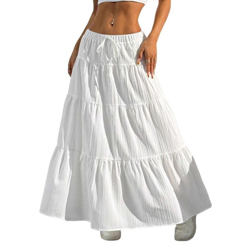 セオリア レディース ボトムスカート フリル裾 ティアード A ライン フリル マキシ Seoria Women s Ruffle Hem A Line Maxi Skirts Elastic Wai