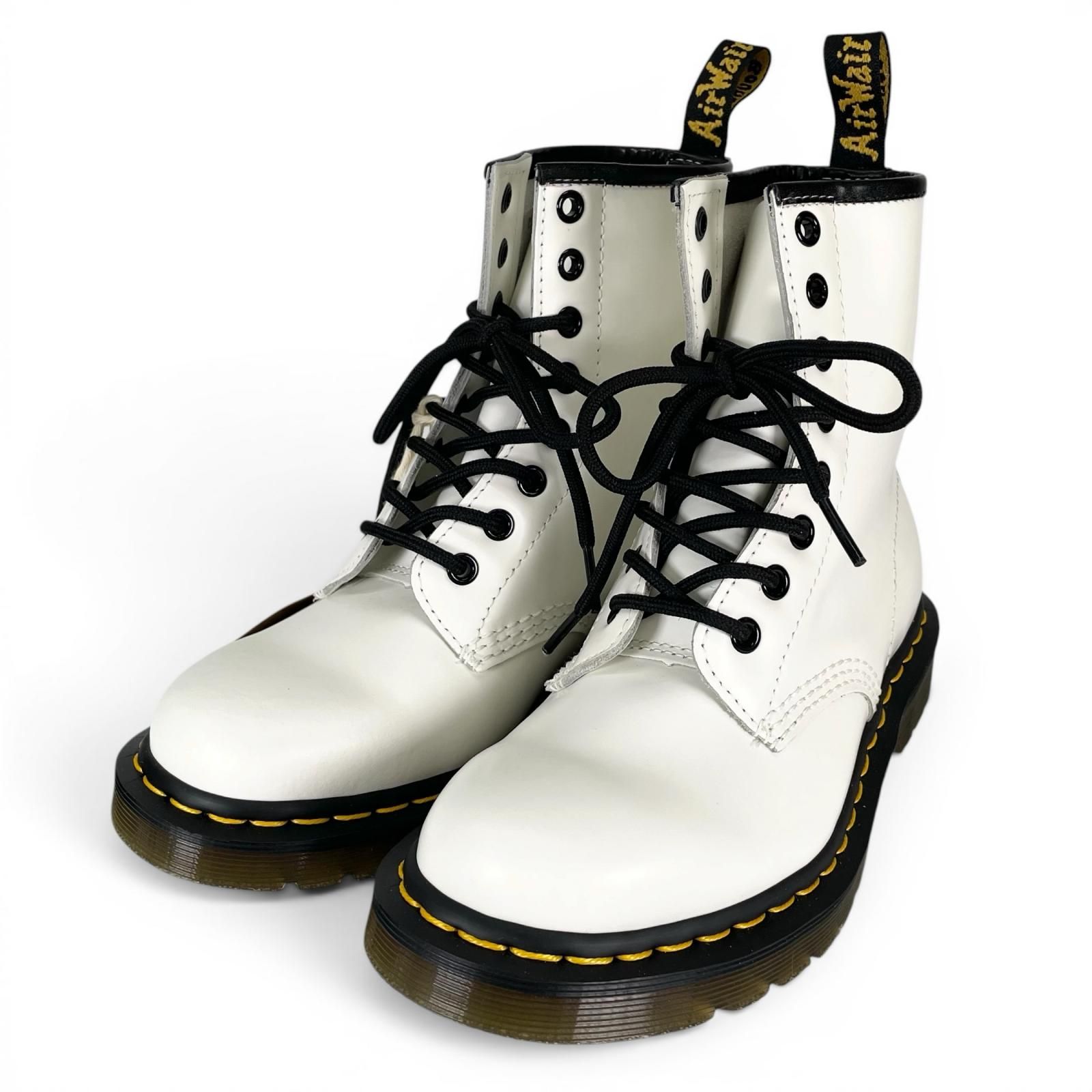 未使用品▲Dr.Martens ドクターマーチン 11822100 1460 イエローステッチ 8ホール ブーツ ホワイト ブラック UK4 レディース 箱付き