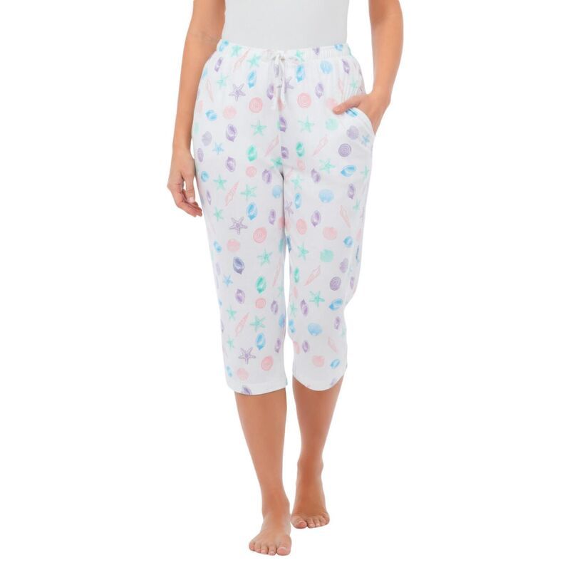 ドリームスアンドコー レディース アンダーウェア ナイトウェア プラスサイズ キャップ ニット Dreams Co Plusize Knit Sleep Capri Multi Shells マルチカ