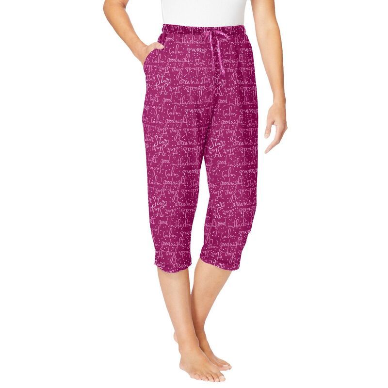 ドリームスアンドコー レディース アンダーウェア ナイトウェア プラスサイズ キャップ ニット Dreams Co Plusize Knit Sleep Capri Raspberry Stars