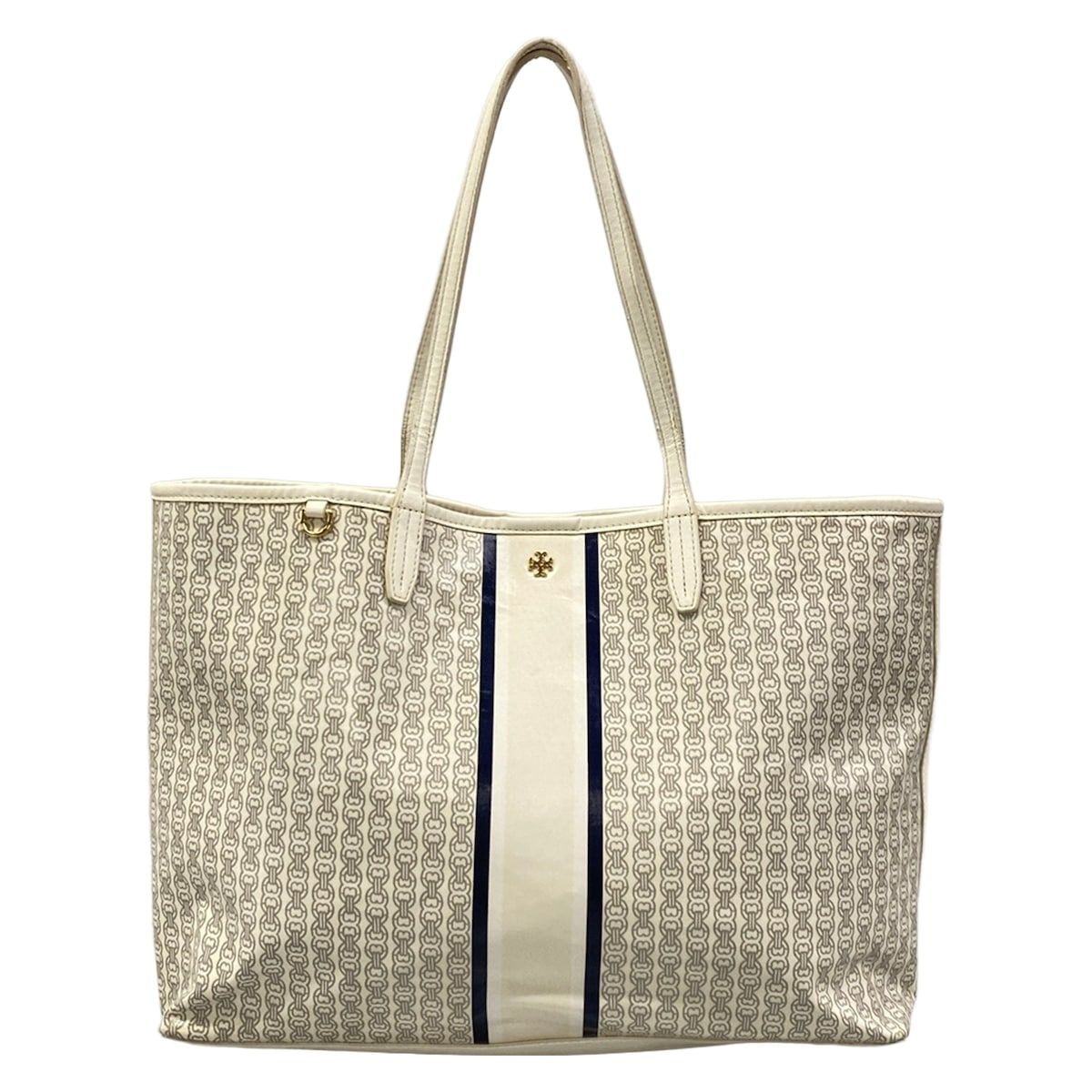 TORY BURCH(トリーバーチ) トートバッグ - アイボリー×ダークネイビー