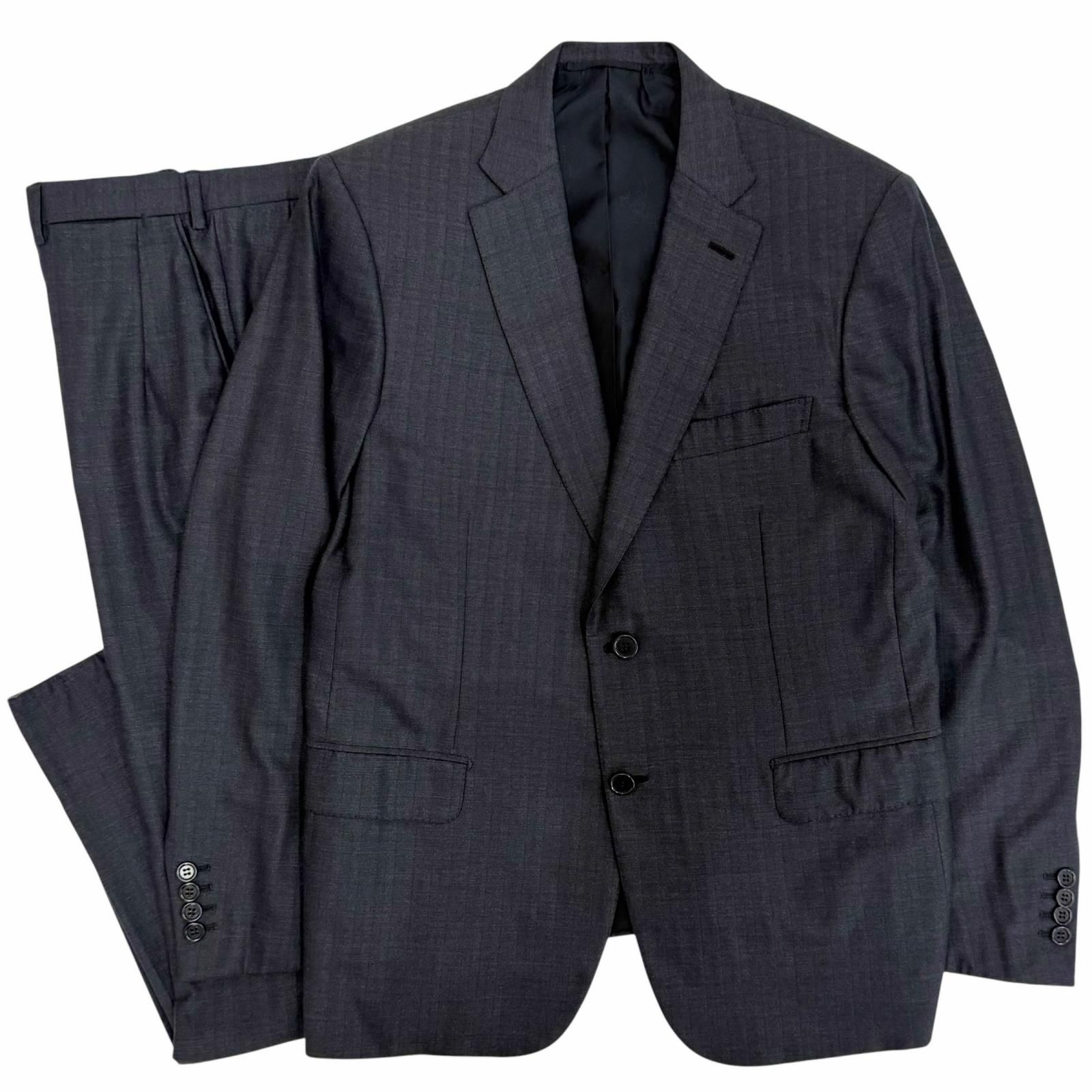 美品△Brioni ブリオーニ ウール100％ super160s シングルジャケット パンツ スーツ セットアップ ネイビー 50 イタリア製 正規品 メンズ