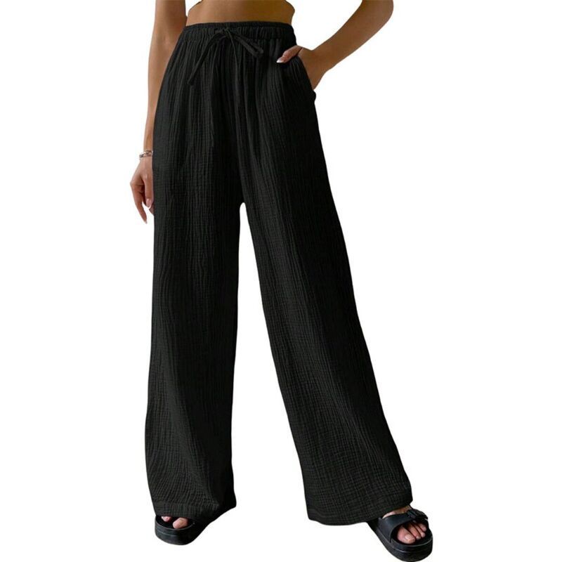 イエスファッション レディース ボトムス カジュアルパンツ ワイドレッグ ドローコードウエスト Yesfashion Womens Drawstring Waist Wide Leg Lounge P