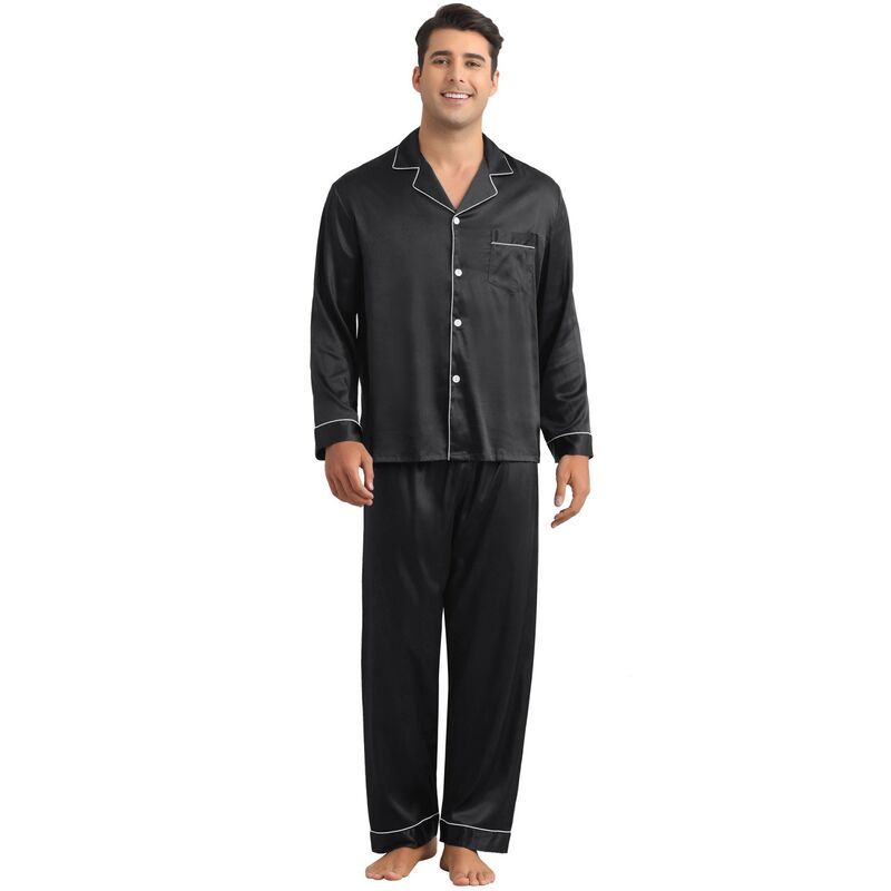 インスパイア シック レディース アンダーウェア ナイトウェア ボタンダウン シャツ サテン ダウン INSPIRE CHIC Satin Pajamaset for Mens 2 Pieces Ho