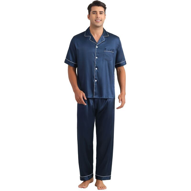 インスパイア シック レディース アンダーウェア ナイトウェア ボタンダウン パンツ シャツ サテン ダウン INSPIRE CHIC Satin Pajamaset for Mens 2 Piece
