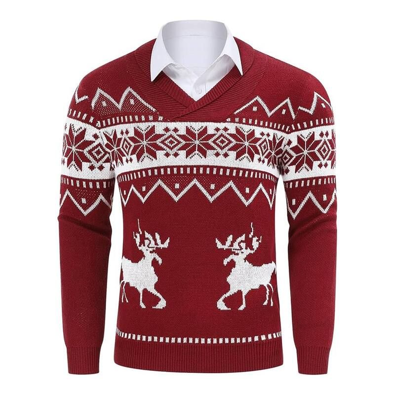 コジョイン レディース アウター ニット・セーター プリント Kojooin Mens Ugly Christmasweatersnowflakes Reindeer Printed Shawl Co