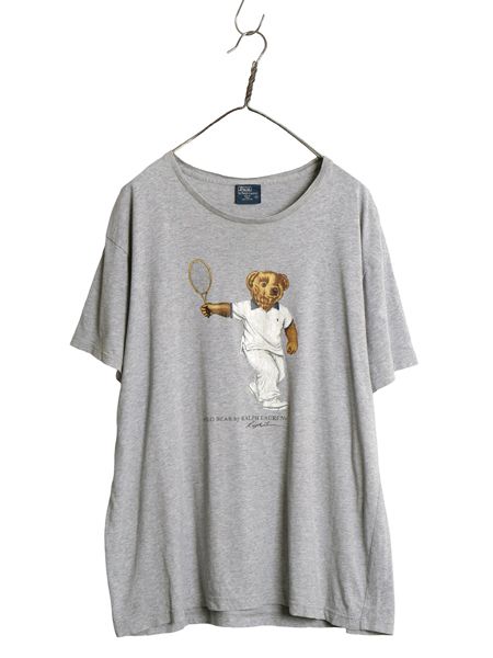 00s ポロベア ポロ ラルフローレン プリント 半袖 Tシャツ メンズ L オールド キャラクター カットソー コットン トップス ゆったり グレー