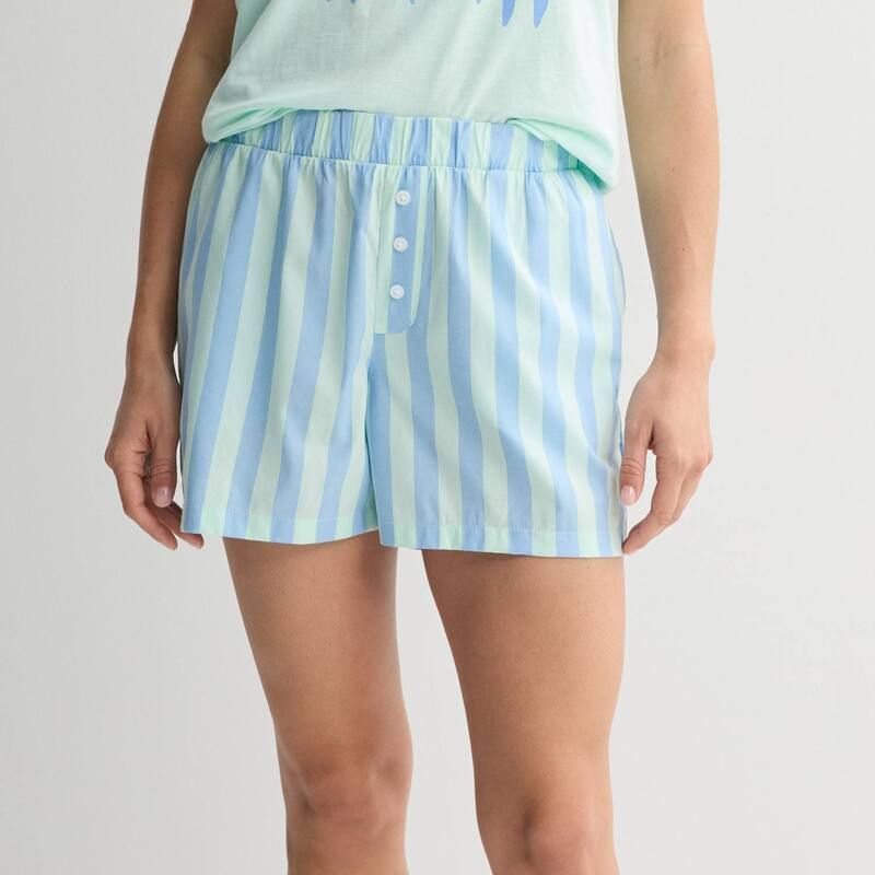 ソノマ レディース アンダーウェア ナイトウェア ショートパンツ Womensonoma Goods For Life Woven Pajama Shorts Mint Blue Stripe ブルー