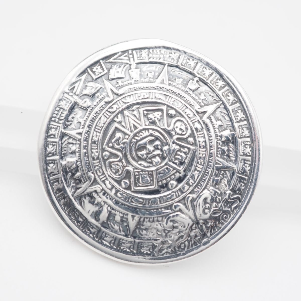 A347 ヴィンテージ MEXICO 925刻印 ブローチ アステカカレンダー