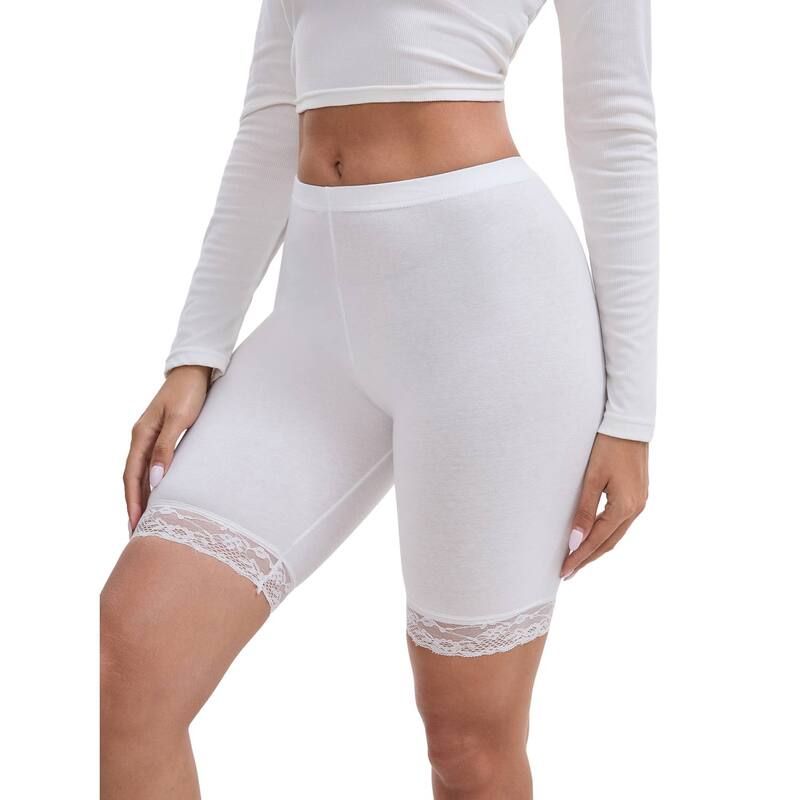 インスパイア シック レディース ボトムス カジュアルパンツ レーストリム ショートパンツ レース INSPIRE CHIC Womens Lace Trimedium Length Control