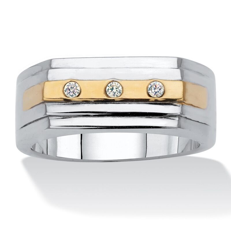 パームビーチジュエリー レディース アクセサリー リング Tシャツ PalmBeach Jewelry Mens Round Crystal Gold IonPlated Stainlessteel