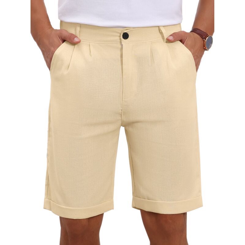 インスパイア シック レディース ボトムス ハーフパンツ・ショーツ プリーツ ショートパンツ リネン INSPIRE CHIC Mens Linen Pleated Short Pants with
