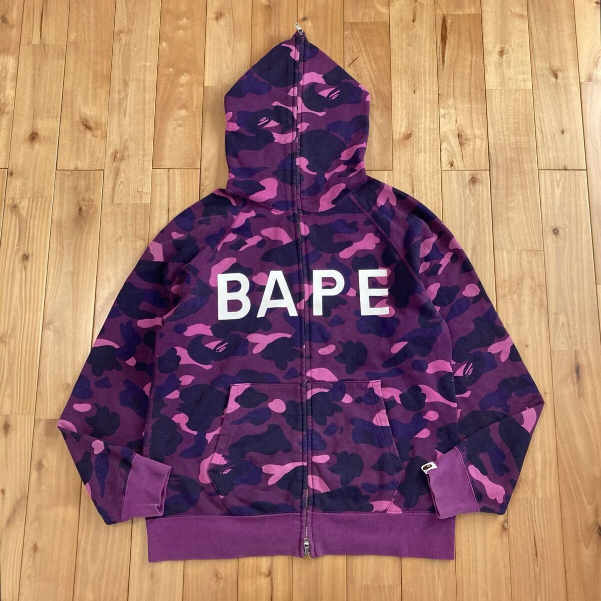 BAPE LOGO PURPLE CAMO パーカー Lサイズ a bathing ape BAPE full zip hoodie エイプ ベイプ アベイシングエイプ NIGO yi6582
