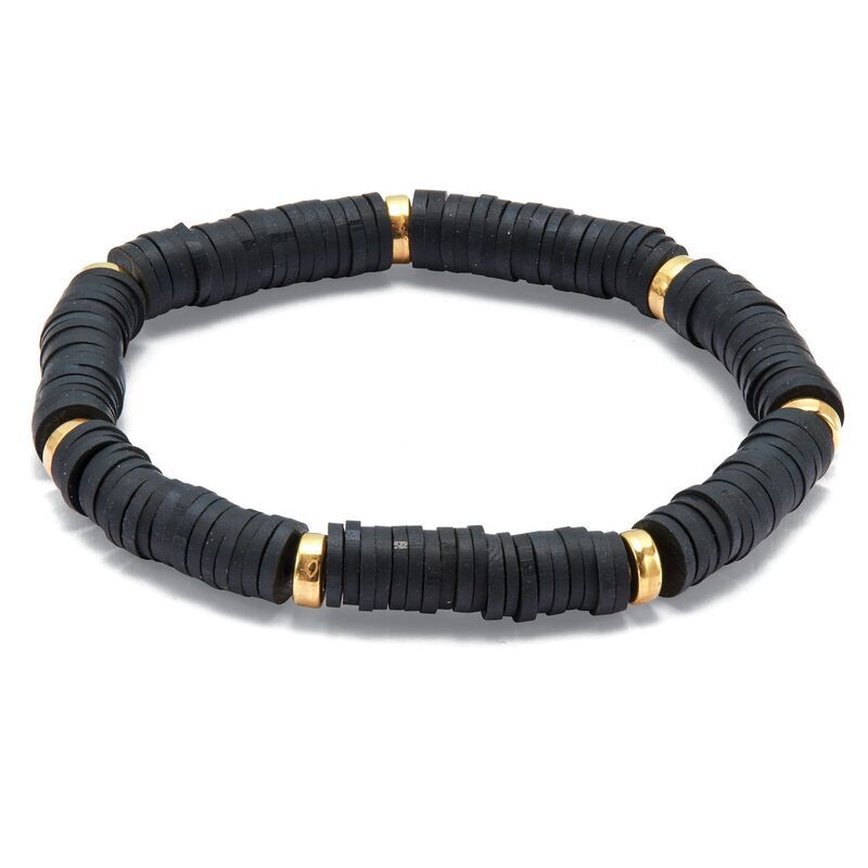 パームビーチジュエリー レディース アクセサリー ブレスレット・バングル・アンクレット PalmBeach Jewelry Black Disc Beaded Stackable Goldtone S